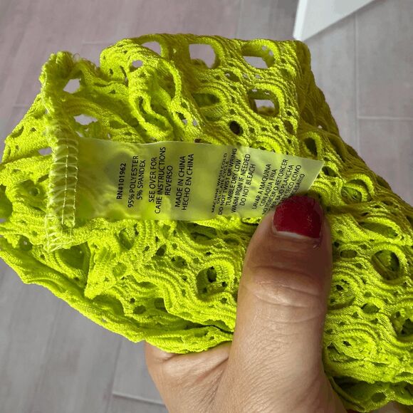 Cotton Candy Neon Green Cover Up Hoodie Sleeveless beach Festival Alien Netted L - Picture 2 of 7